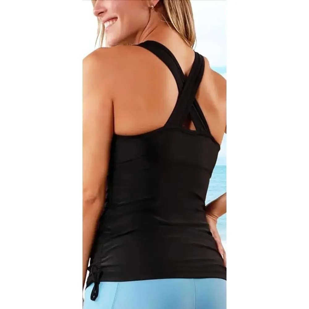 UV Skinz Tankini Swim Top Black UPF 50+ Size M